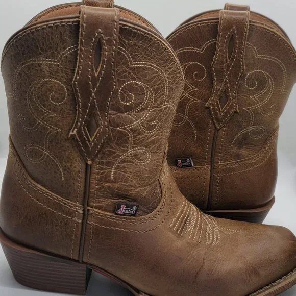 Justin Gypsy Chellie Western Booties Women 7.5B Tan Leather Square Ankle GY9510 - Picture 15 of 16